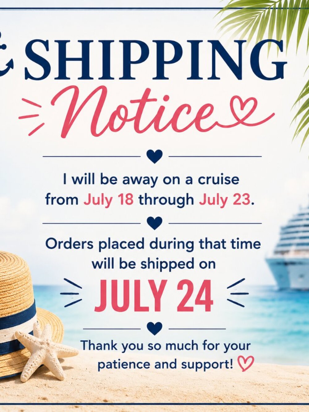 SHIPPING NOTICE